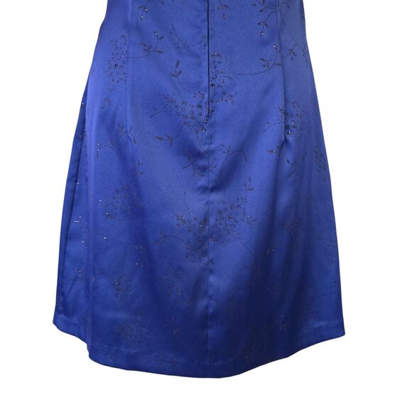 VTG City Triangles Cocktail Dress Blue Square Neck Tank Mini Dainty Floral Hoco - Picture 5 of 8